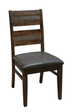 Set of Two Black And Dark Brown Faux Leather And Solid Wood Partially Open Back Dining Side Chairs