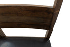 Set of Two Black And Dark Brown Faux Leather And Solid Wood Partially Open Back Dining Side Chairs