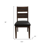 Set of Two Black And Dark Brown Faux Leather And Solid Wood Partially Open Back Dining Side Chairs