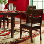 Set of Two Black And Dark Brown Faux Leather And Solid Wood Partially Open Back Dining Side Chairs