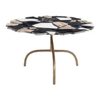33" Black Brown White and Gold Terrazzo and Iron Coffee Table