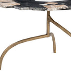 33" Black Brown White and Gold Terrazzo and Iron Coffee Table
