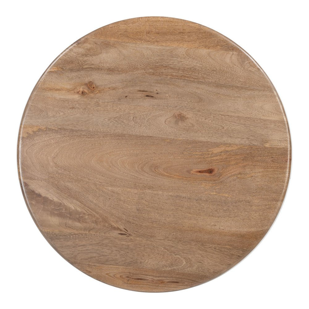32" Brown and White Solid Wood Round Pedestal Coffee Table