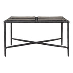 31" Black Glass and Aluminum Square Coffee Table