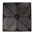 31" Black Glass and Aluminum Square Coffee Table