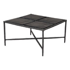 31" Black Glass and Aluminum Square Coffee Table