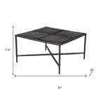 31" Black Glass and Aluminum Square Coffee Table