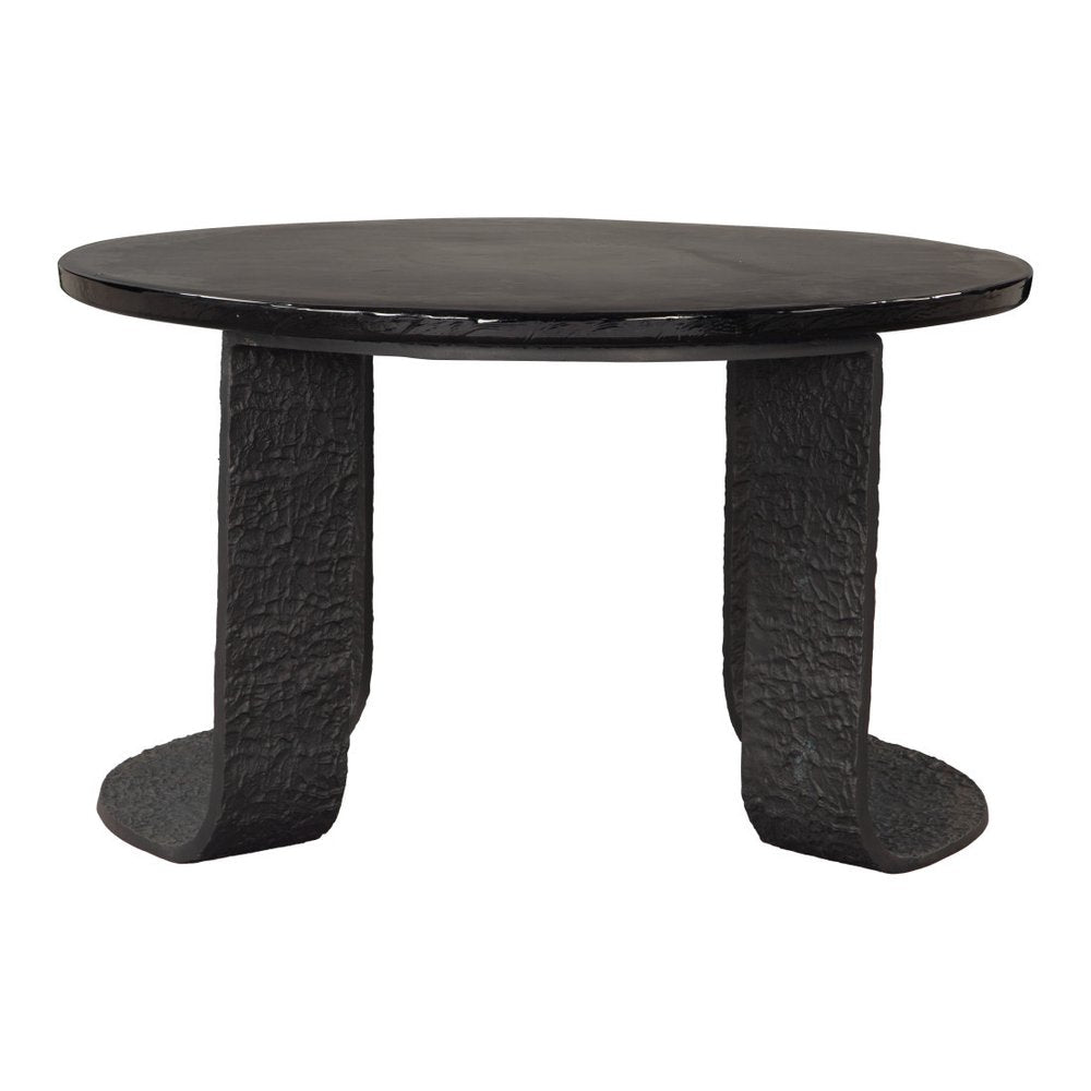 32" Black Glass and Aluminum Round Pedestal Coffee Table