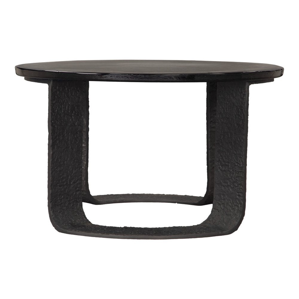 32" Black Glass and Aluminum Round Pedestal Coffee Table