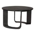 32" Black Glass and Aluminum Round Pedestal Coffee Table