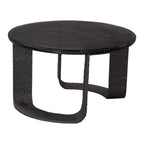 32" Black Glass and Aluminum Round Pedestal Coffee Table