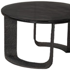 32" Black Glass and Aluminum Round Pedestal Coffee Table