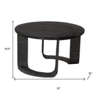 32" Black Glass and Aluminum Round Pedestal Coffee Table