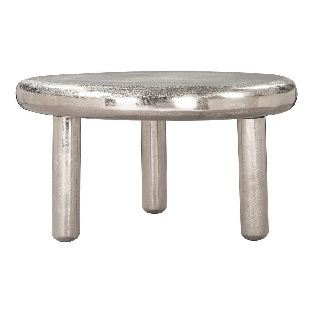 32" Silver Aluminum Round Pedestal Coffee Table