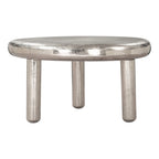 32" Silver Aluminum Round Pedestal Coffee Table