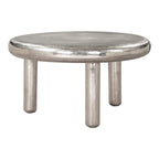 32" Silver Aluminum Round Pedestal Coffee Table