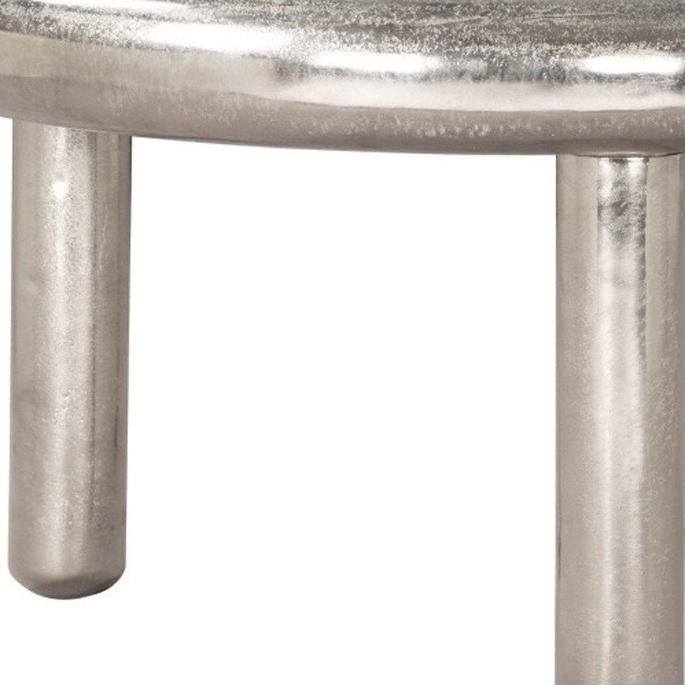 32" Silver Aluminum Round Pedestal Coffee Table