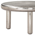 32" Silver Aluminum Round Pedestal Coffee Table