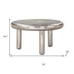32" Silver Aluminum Round Pedestal Coffee Table