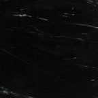 48" Black Marble and Wood Pedestal Base Round Top Dining Table