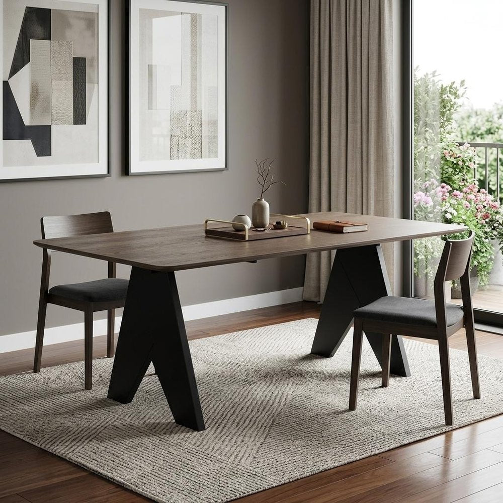 79" Espresso Solid Wood Cross Leg Base Dining Table