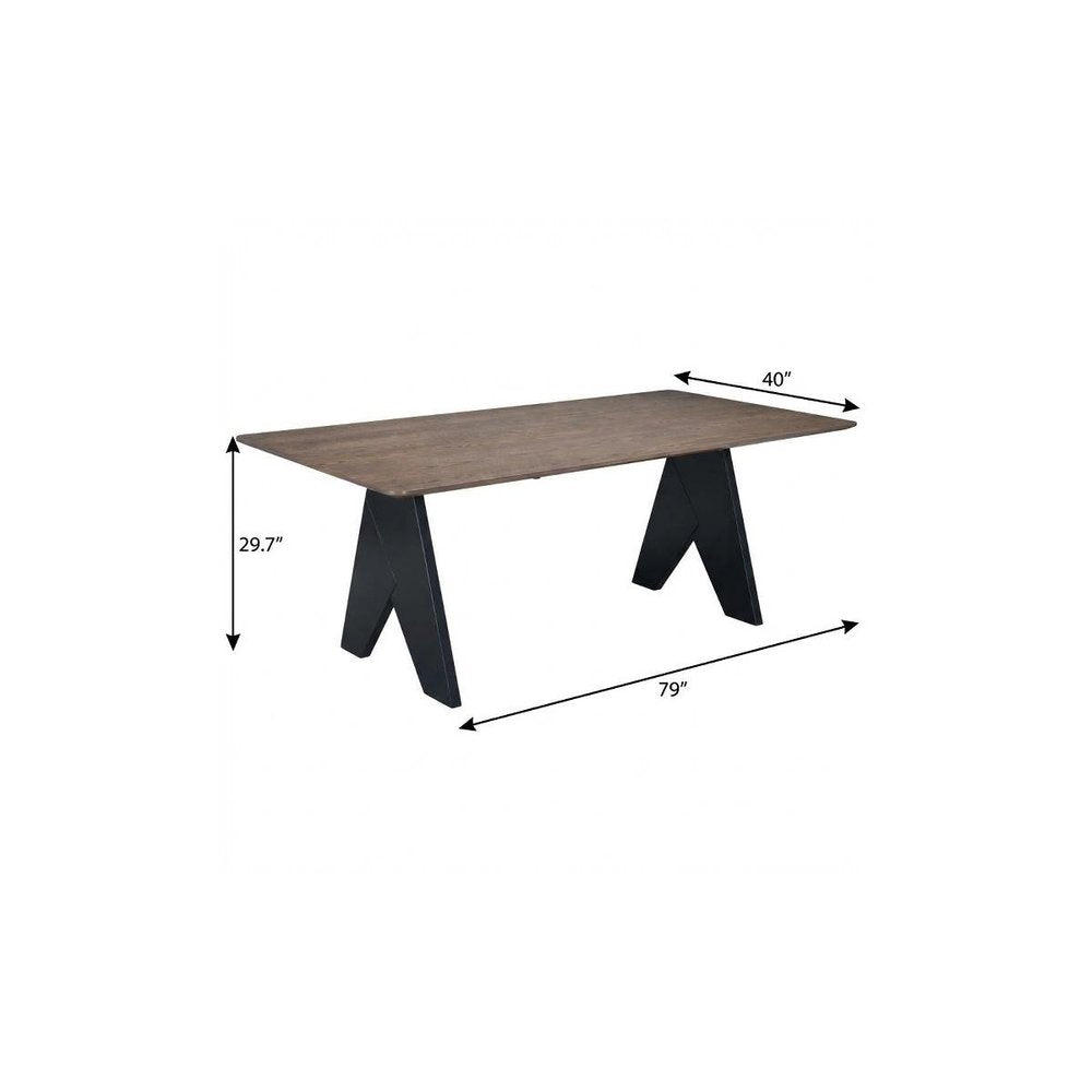 79" Espresso Solid Wood Cross Leg Base Dining Table