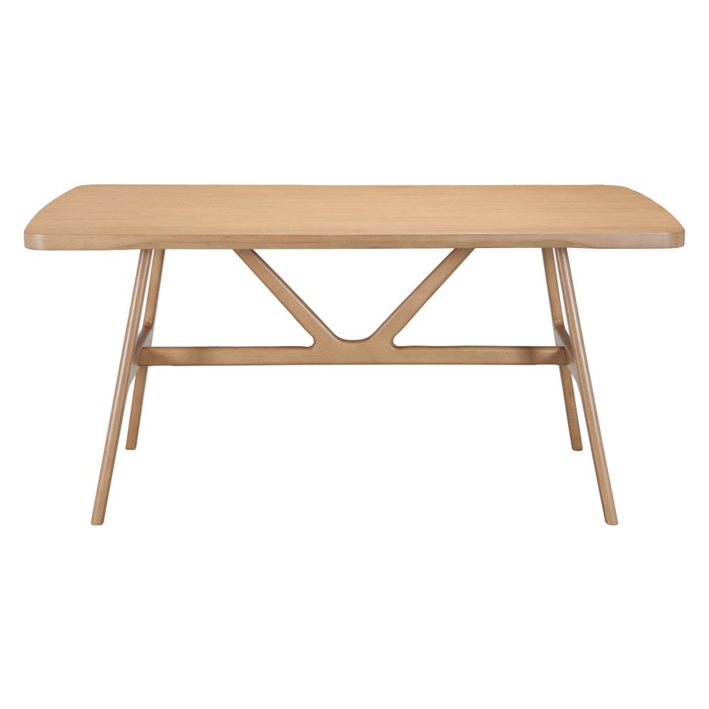 63" Natural Solid Wood Trestle Base Dining Table