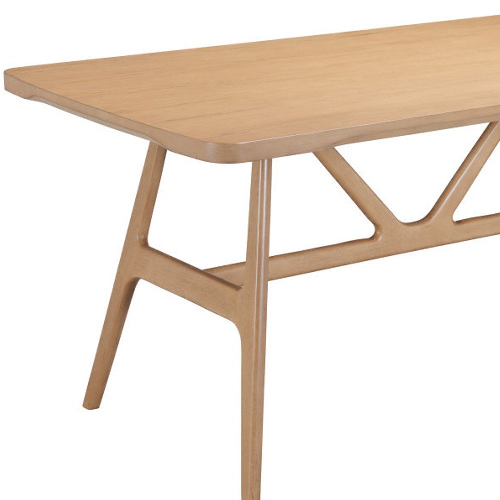 63" Natural Solid Wood Trestle Base Dining Table
