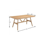 63" Natural Solid Wood Trestle Base Dining Table