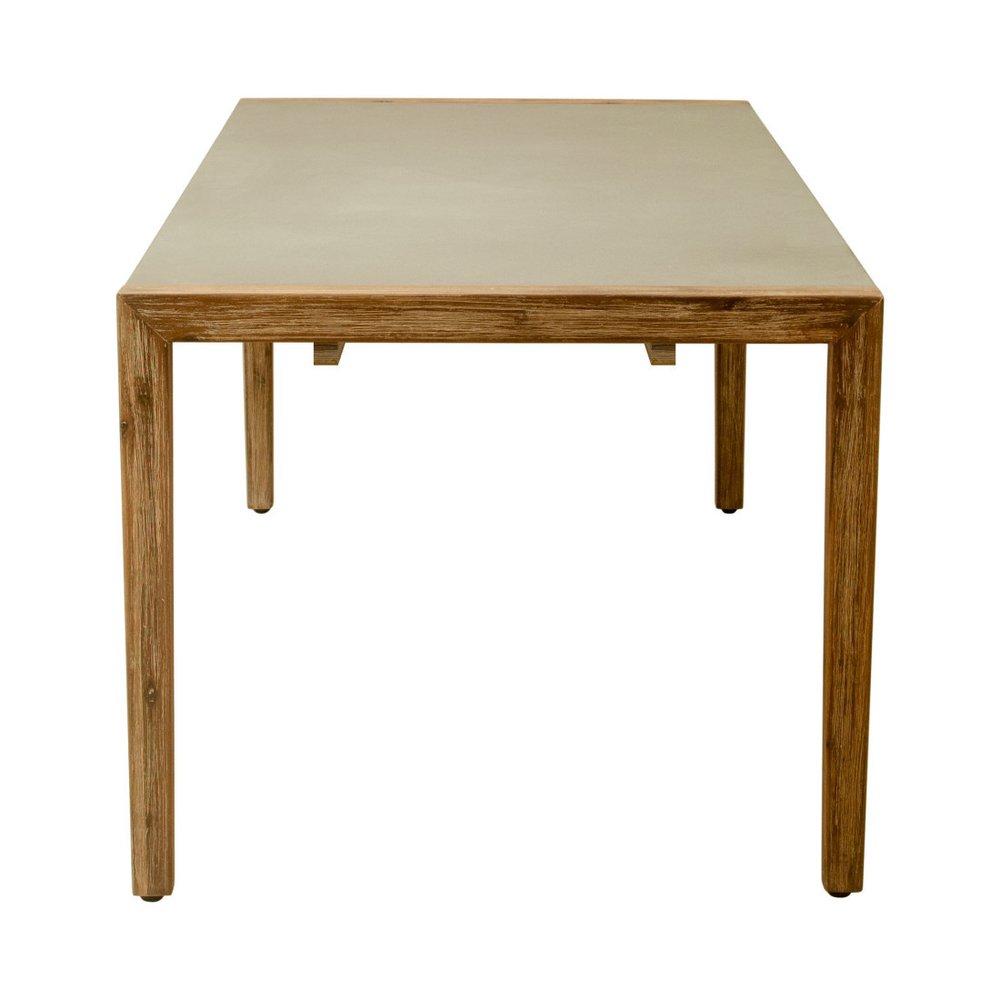 79" Gray and Natural Faux Concrete and Solid Wood Dining Table