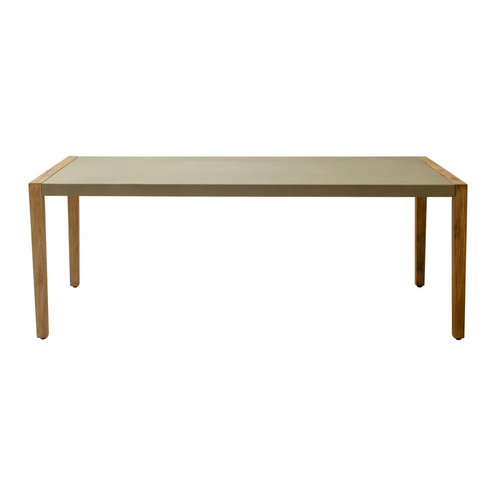 79" Gray and Natural Faux Concrete and Solid Wood Dining Table