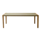 79" Gray and Natural Faux Concrete and Solid Wood Dining Table