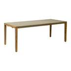 79" Gray and Natural Faux Concrete and Solid Wood Dining Table
