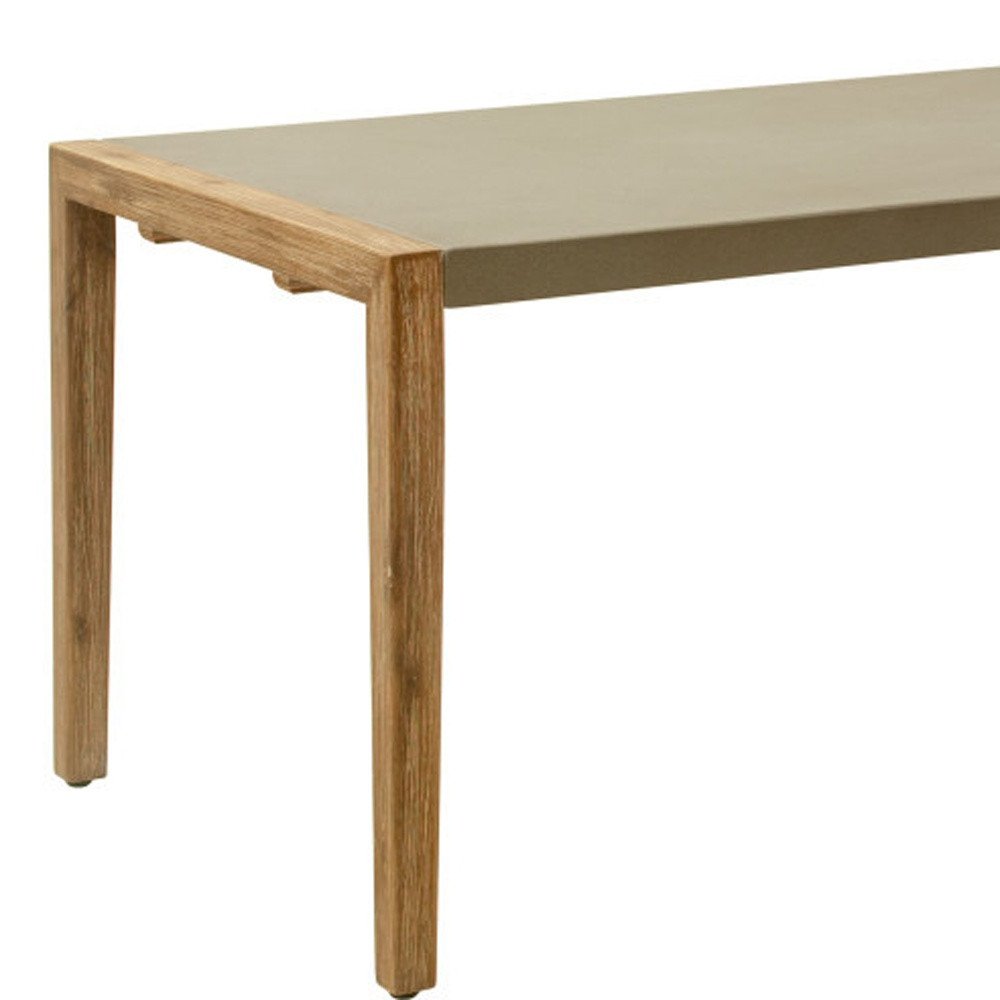 79" Gray and Natural Faux Concrete and Solid Wood Dining Table