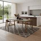 79" Gray and Natural Faux Concrete and Solid Wood Dining Table