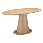 71" Natural Solid Wood Pedestal Base Oval Dining Table