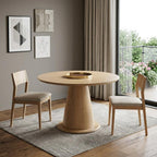 71" Natural Solid Wood Pedestal Base Oval Dining Table