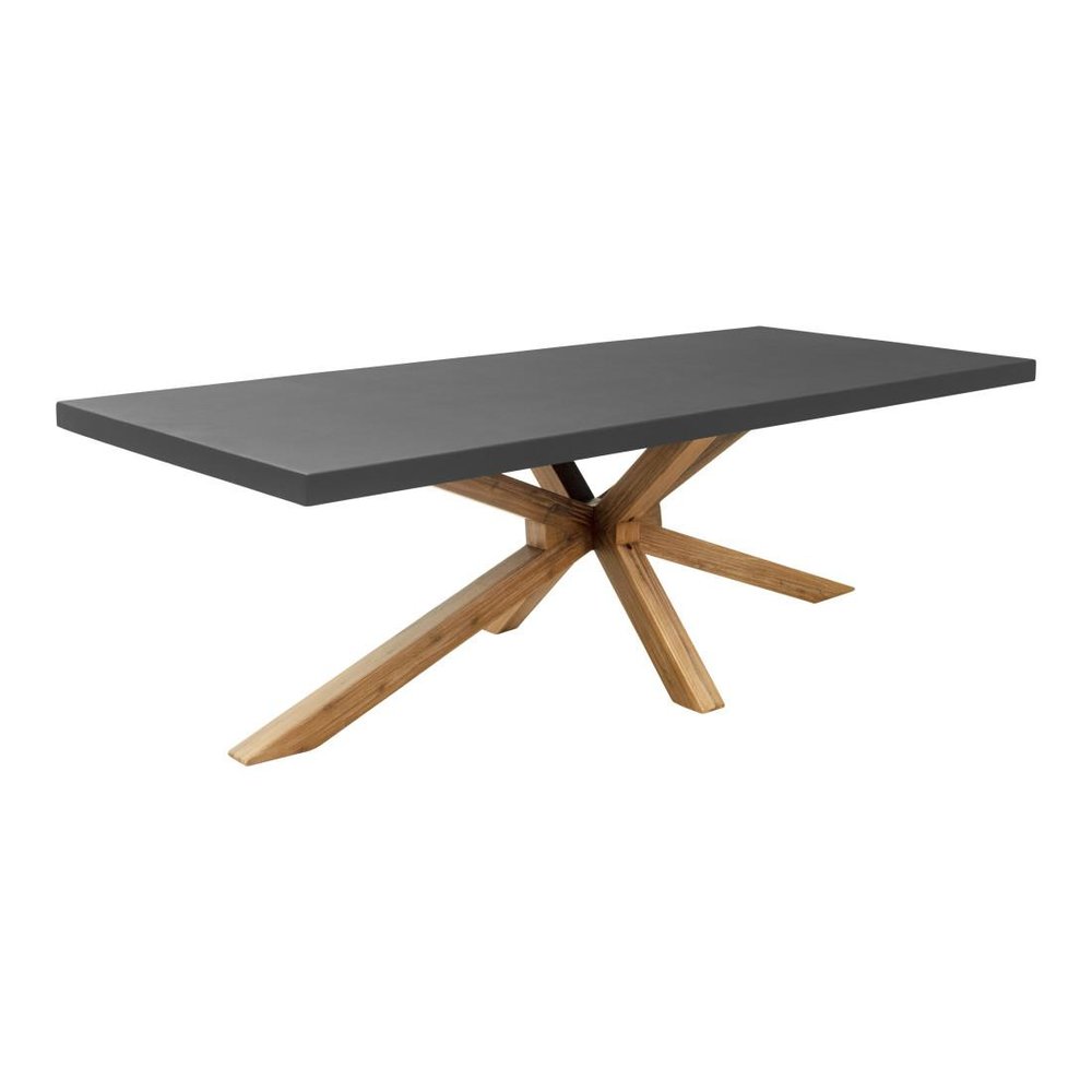 95" Gray and Natural Faux Concrete and Solid Wood Cross Leg Base Dining Table
