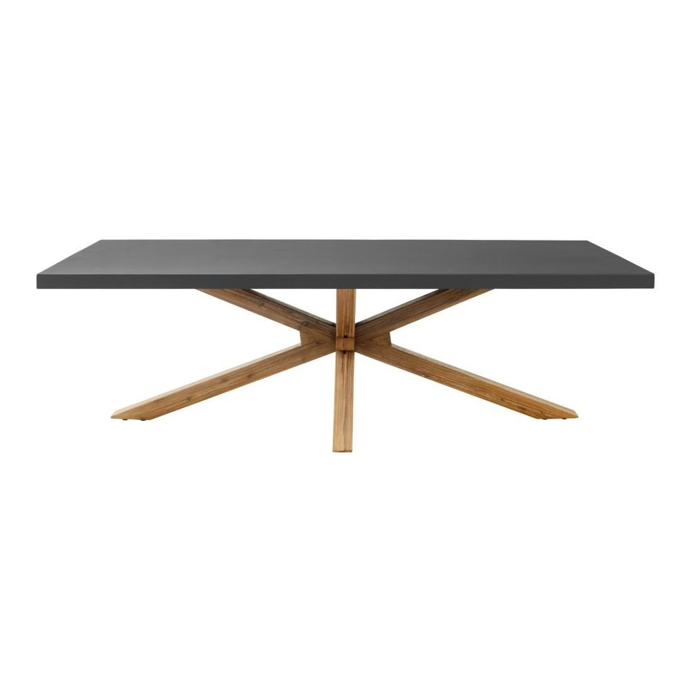 95" Gray and Natural Faux Concrete and Solid Wood Cross Leg Base Dining Table