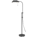Gray Metal Adjustable Reading Floor Lamp With Gray Metal Shade
