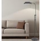 Gray Metal Adjustable Reading Floor Lamp With Gray Metal Shade