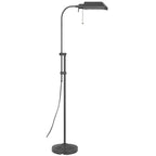 Gray Metal Adjustable Reading Floor Lamp With Gray Metal Shade