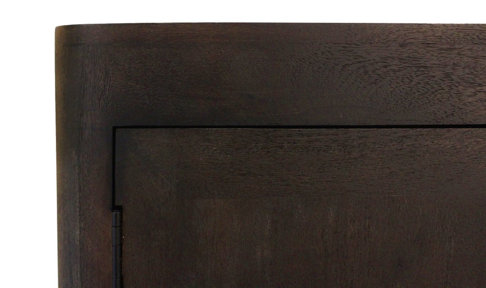80" Dark Brown Distressed Solid Wood Sideboard Soft Close with Four Doors
