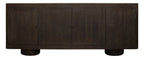 80" Dark Brown Distressed Solid Wood Sideboard Soft Close with Four Doors