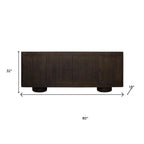 80" Dark Brown Distressed Solid Wood Sideboard Soft Close with Four Doors