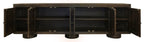 108" Dark Brown Distressed Solid Wood Sideboard Soft Close with Six Doors