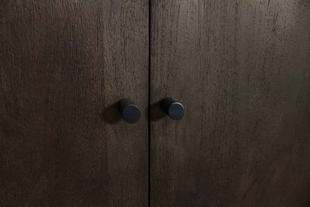 108" Dark Brown Distressed Solid Wood Sideboard Soft Close with Six Doors