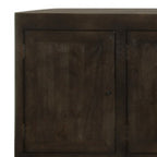 108" Dark Brown Distressed Solid Wood Sideboard Soft Close with Six Doors