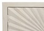 76" Ivory Distressed Solid Wood Carved Geometric Sideboard with Four Doors