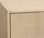 72" Natural Distressed Solid Wood Carved Geometric Sideboard with Four Doors